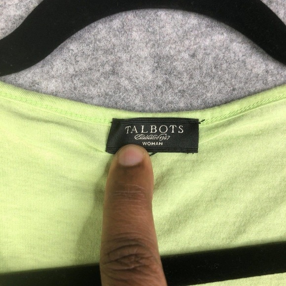 Talbots Woman Short Sleeve Top Key Lime Ruffle Cotton Modal Soft Comfort No Size - Picture 5 of 10